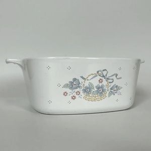 VTG Corning Ware A-1 1/2-B Blue Ribbon Flower Basket 1.5 L Casserole Dish No Lid